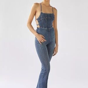 Chandler Denim Strappy-Back Jumsuit XS